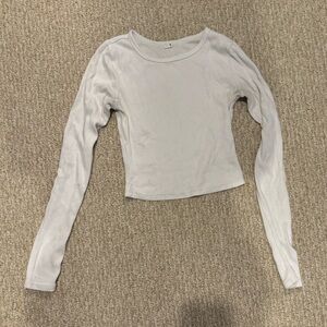 Garage Cropped Long Sleeve Ribbed Shirt